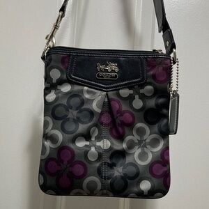 Coach Black and Purple Floral Crossbody Bag